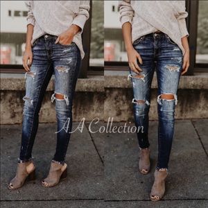 Distressed jeans ripped skinnies 0 -15
